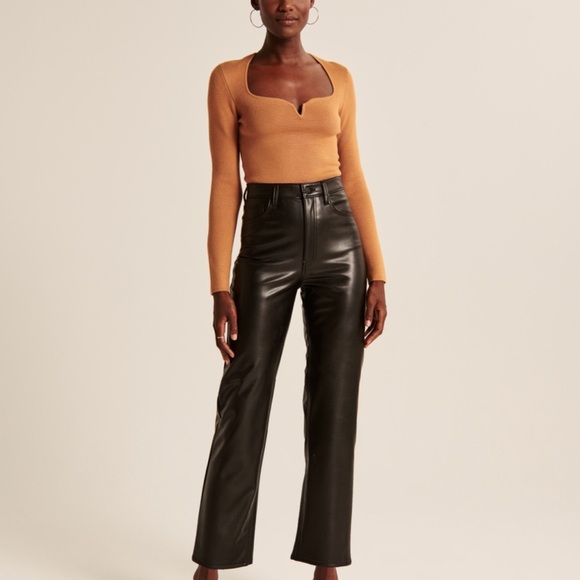 Abercrombie & Fitch Pants - Abercrombie Leather Ankle Straight Pant
